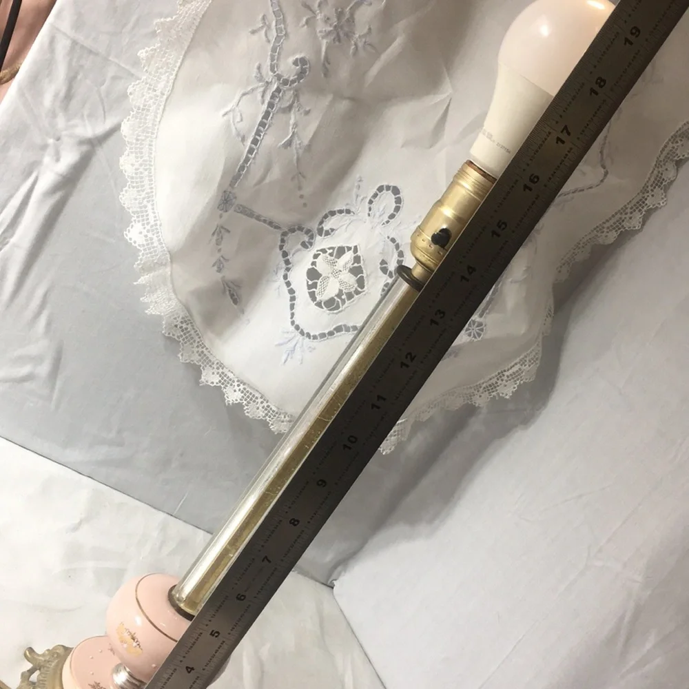 Vintage pink China/lucite tall table lamp.